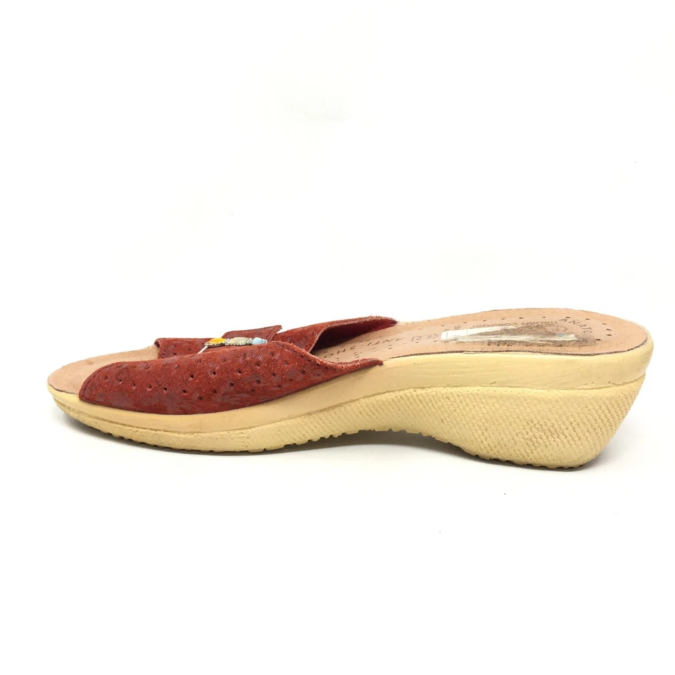 Fly Flot Edna 凉鞋 拖鞋 女式 尺码 6 US 37 EU 红色皮革 — 第 4/4 张图片