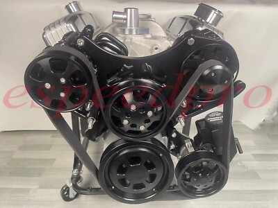 Small Block Chevy SBC 350 Serpentine Kit Front Drive System Black ALL INCLUSIVE