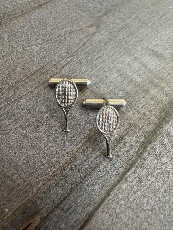 Vintage Tennis Racket Cuff Links Gold Tone Rackets Cufflinks 