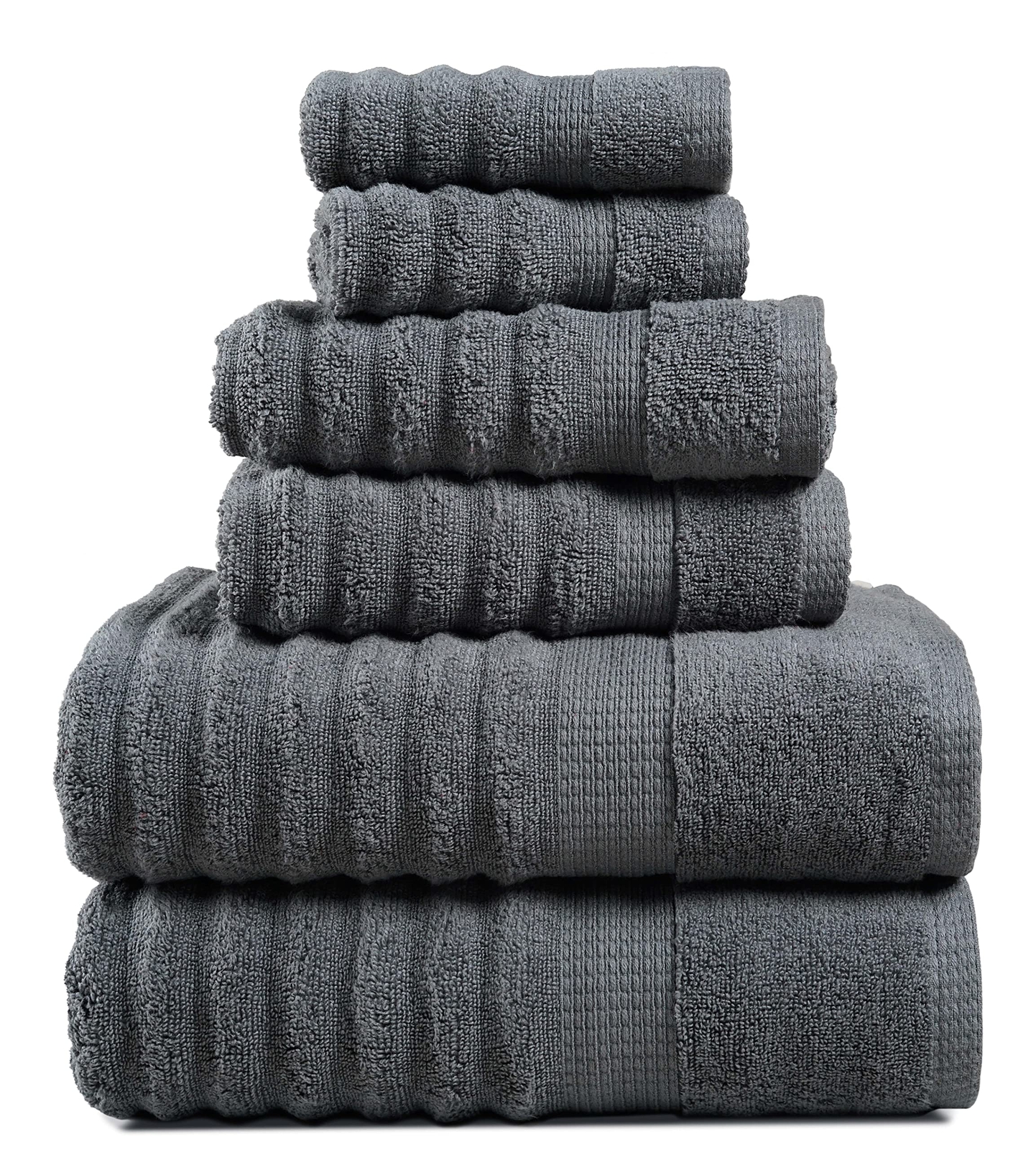 Luxury LANE LINEN 6-Piece Bath Towel Set - 2 Bath 2 Hand 2 Washcloths - Ultra Soft Cotton