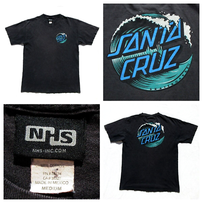 Vintage SANTA CRUZ SKATEBOARDS NHS Wave Logo Black Skate Vintage SANTA CRUZ SKATEBOARDS NHS Wave Logo Black Skate