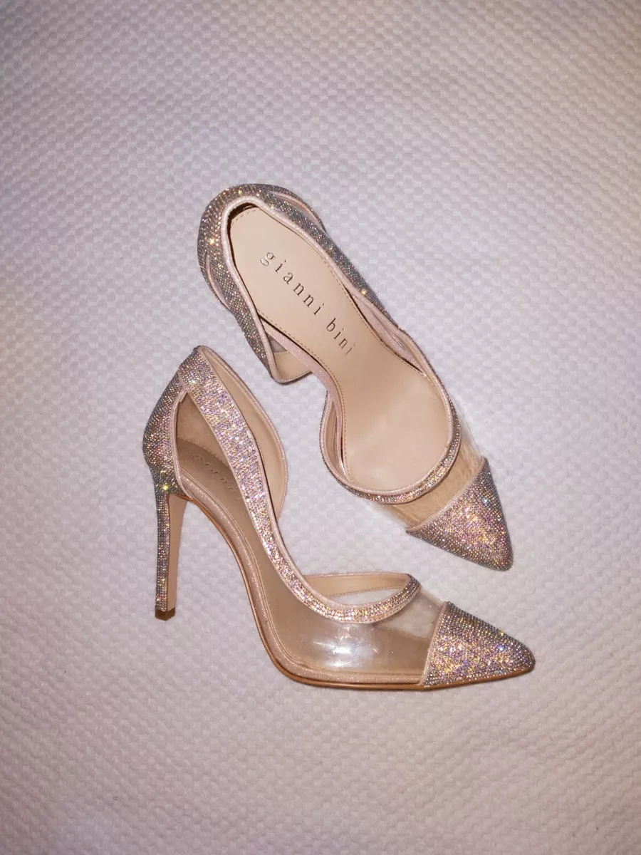 Gianni Bini Heels Glitter Pink Clear Size 9.5