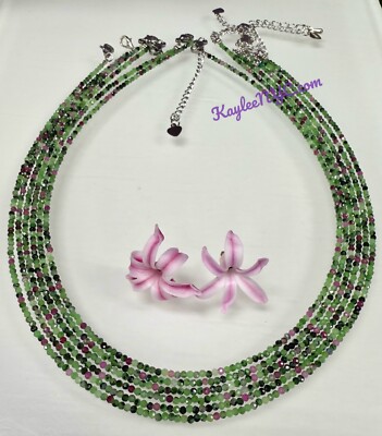 Wholesale Lot 6 Pcs 2mm Natural Ruby Zoisite Necklaces Crystal Healing Energy