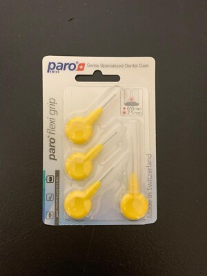 12pck-1074, Paro flexi grip, xx-fine, yellow, 2.5mm, 4 pcs, interdental brush