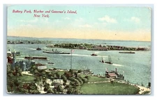 Postcard Battery Park, Harbor and Governor's Island NY O191