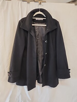 Kenneth Cole Women's Size 14 Wool Blend Car Coat Black