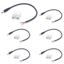 6x 5.5x2.1mm Male Plug to Pigtail Cable 18AWG DC 1FT/03M 7A for LED Strip CCTV