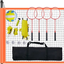 Outdoor Volleyball and Badminton Combo Net Set Portable Height Adjustable