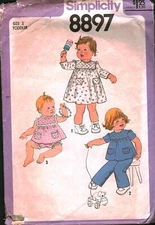 8897 Vintage Simplicity SEWING Pattern Girls 1970s Dress Top Pants Bloomers 2