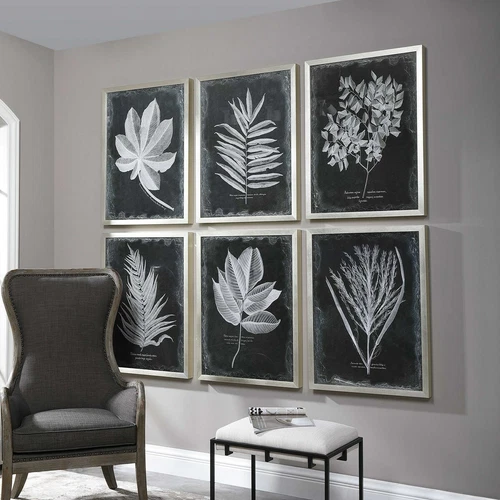 SIX STUNNING HUGE LEAF FOLIAGE PRINTS WALL ART PICTURES UTTERMOST 33671 - Picture 3 of 6