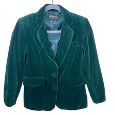 Women's Vintage Chaus Velvet Green Blazer Jacker Size 7/8