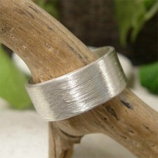 Brushed Silver Ring, 925 Sterling Silver 10mm Wide Band Ring, Unisex Band Ring