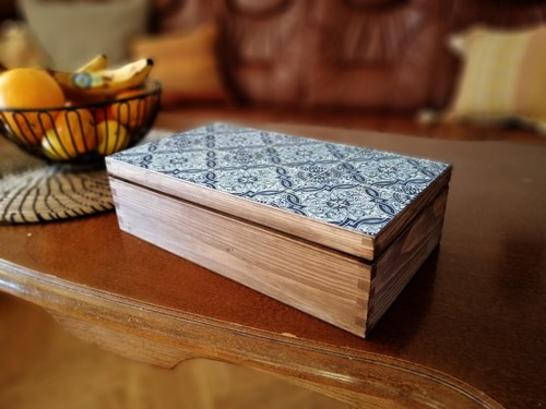 Eight Compartments Petrol Color Wooden Tea Box. Tea Bags Box. Jewelry Storage. - Picture 6 of 11