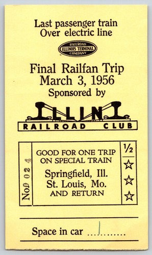 Illini Railroad Club 1956 "Final Railfan Trip" Special Springfield Bloomquist*