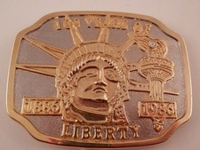 Vintage Statue of Liberty Belt Buckle 100 Years of Liberty 1886-1986 Diamond