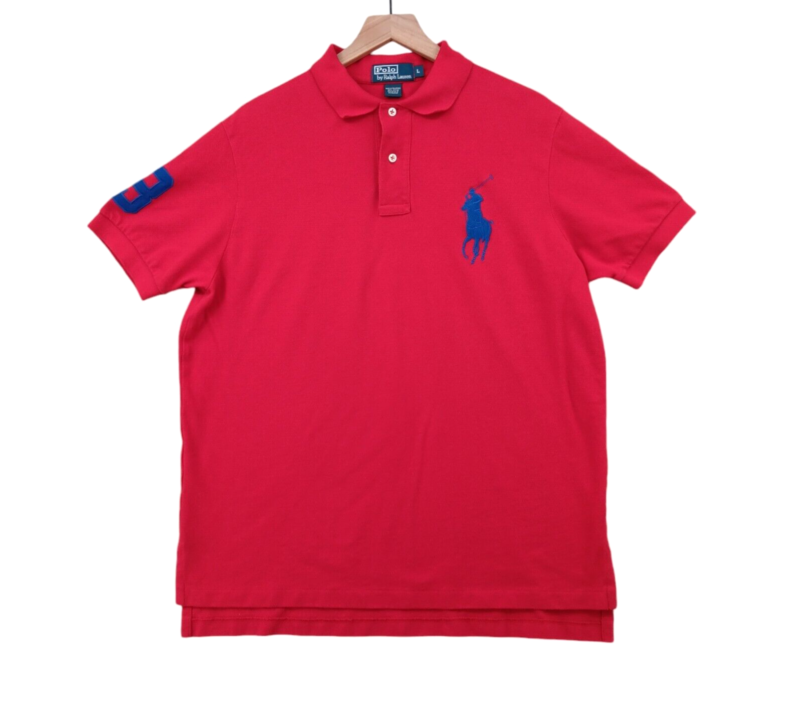 Polo Ralph Lauren Vintage Camicia Uomo Large L Rosso Big Pony #3 Y2K Preppy *Difetti