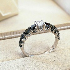 Anello Eternity oro BIANCO 18kt DIAMANTI NERI  e DIAMANTE 0,20 carati G - Vvs1 