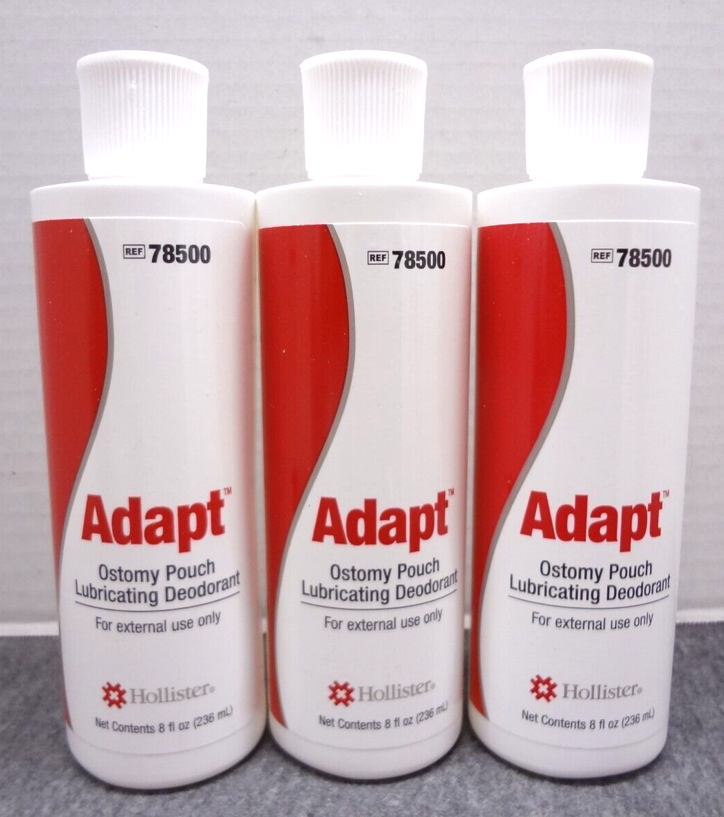 Lot of 3 Hollister 78500 Adapt Ostomy Pouch Lubricating Deodorant 8oz
