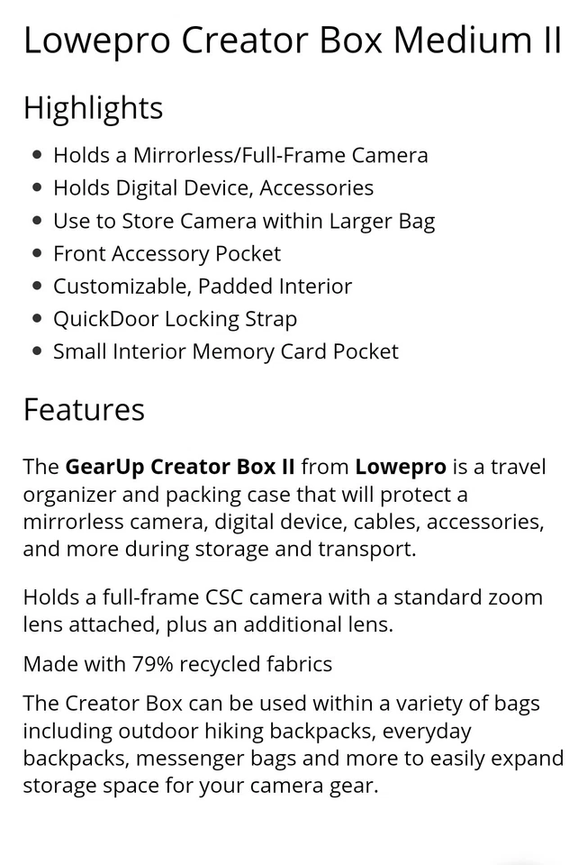 Lowepro GearUp Creator Box M II. New Free Shipping!! - Image 2 of 4
