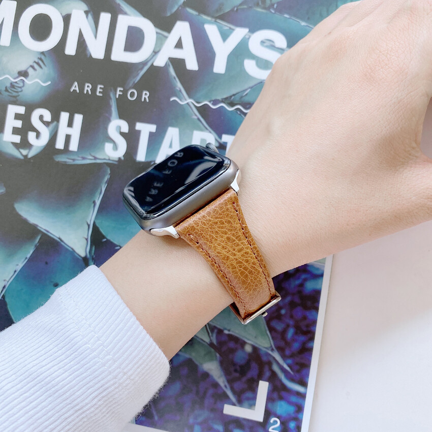 Strap Double Leather Band For iWatch Watch Ultra2 Series 9 8 7 6 SE 5 4