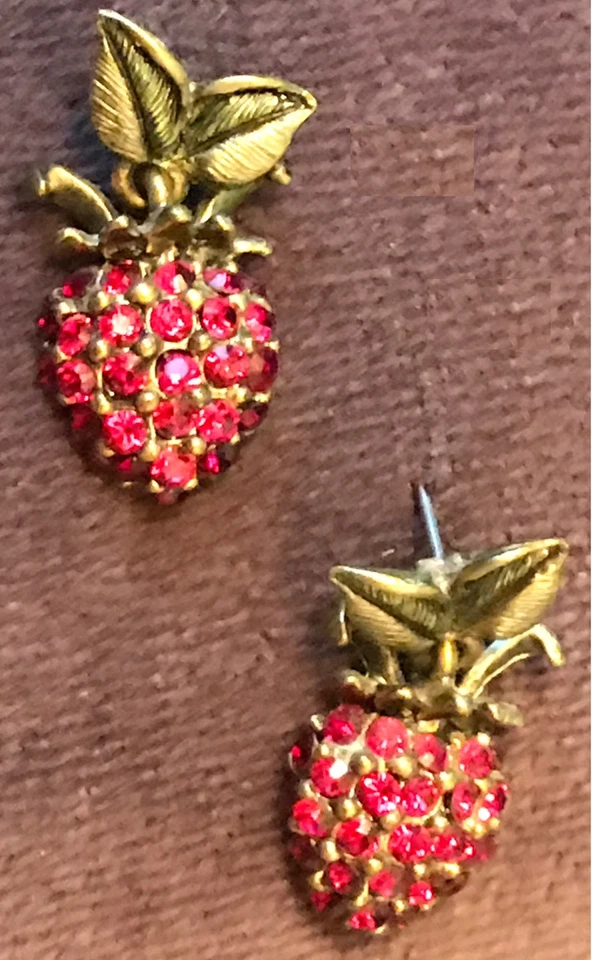 Pendientes Disfraz Shelley Cooper Dulce Romance Cristal Latón Fresa Perforados Y Foto 2 de 4