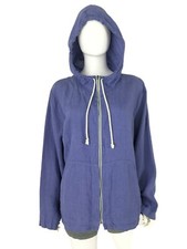 Flax Jacket Hoodie Womens Sz M Lithuanian Linen Periwinkle Full Zip Pockets New