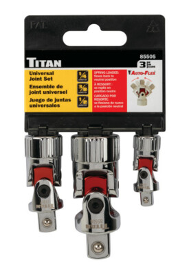Titan 85505 3pc Universal Joint Socket Set 1/4 3/8 1/2 Drive Chrome Vanadium
