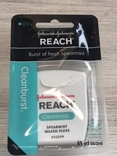 Sealed Reach Dental Floss Waxed Cleanburst Spearmint 55yds Johnson Johnson NOS