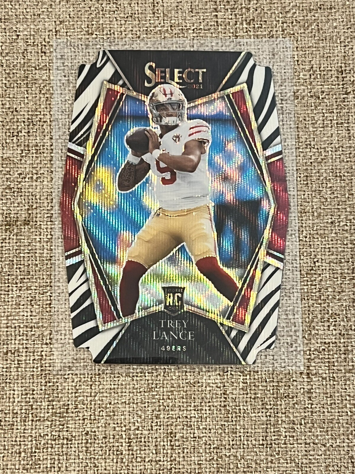 Trey Lance Rookie Super Rare SP 2021 Select Premier Level Zebra Prizm Die Cut