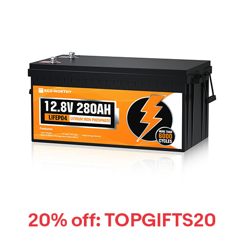 ECO-WORTHY 12V 280Ah 3584Wh 300Ah LiFePO4 Lithium Battery 6000 Cycle For RV Home