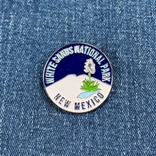 White Sands National Park Pin New Mexico Cast Metal Enamel Rubber Backing 1.25"