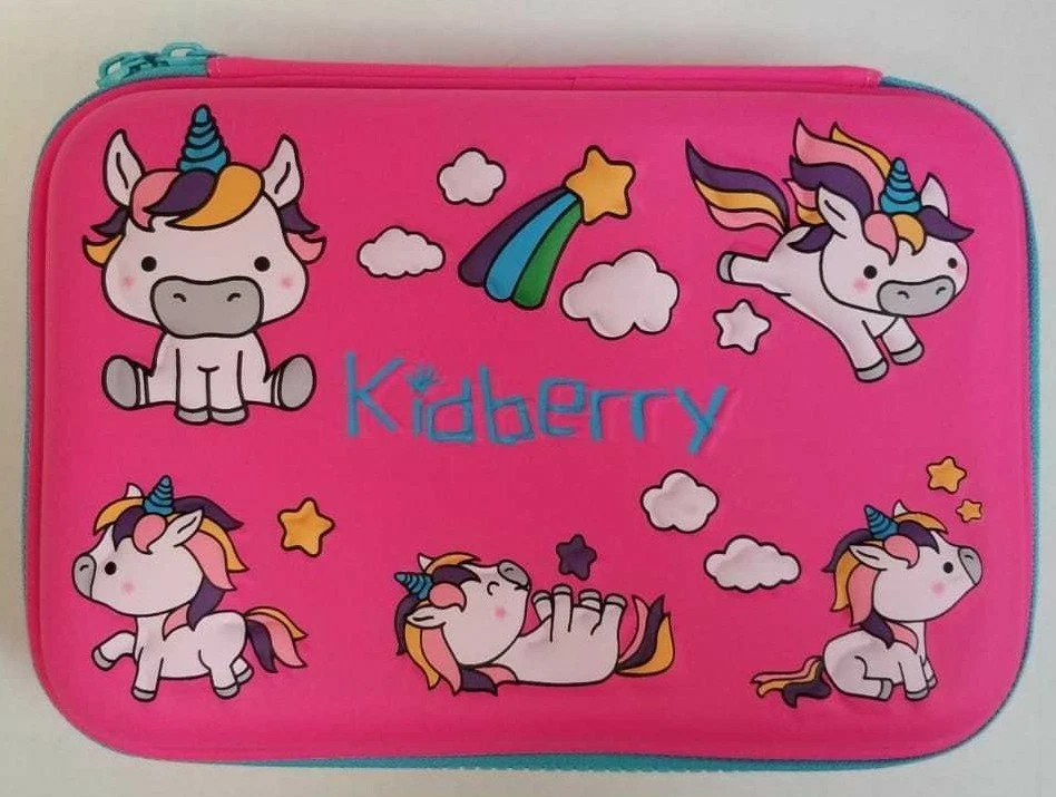 Estuche para Lápices, Tapa Rígida, Diseño Unicornio, Cómodo, Gran Almacenamiento, Color Rosa Foto 3 de 4