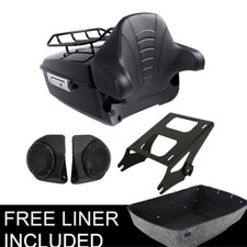 King Trunk Speakers Pad Mount Fit For Harley Touring 14-25 Black
