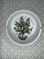 Vintage Floral Herb Plant Ceramic Ashtray  CUTE Trinket Dish 6 in diameter