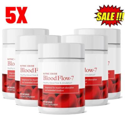 (5X) Nitric Oxide BloodFlow-7 |/- Nitrosigine supplement -- 300Capsules/