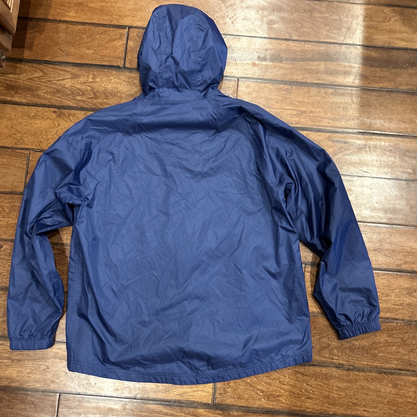 LLBean Blue Raincoat Large Regular Mens Full Zip W/Ho… Gem