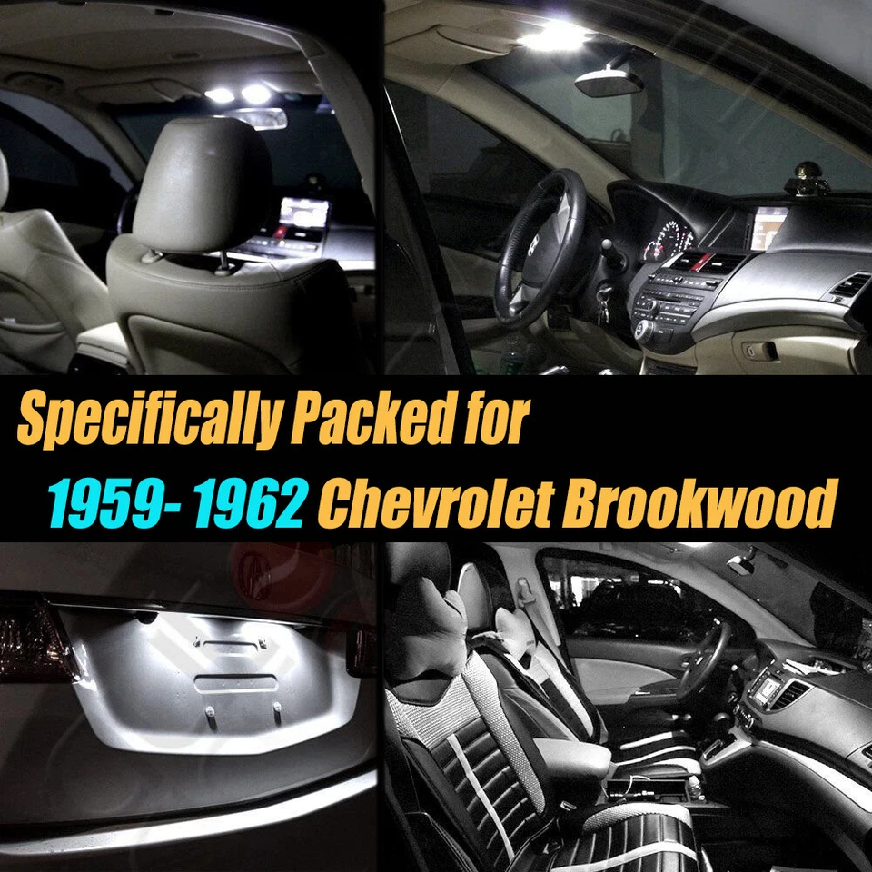 10Pc Super White Car Interior LED Light Bulb Kit for 1959-1962 Chevy Brookwood - Image 2 of 4