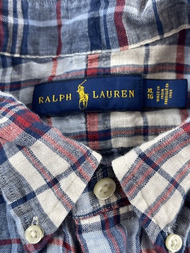 Polo Ralph Lauren Linen Shirt Mens XL Multicolored Plaid Long Sleeve Button Down - Picture 3 of 6