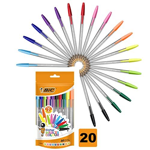 BIC Cristal Multi Colour Ballpoint Pens Assorted Colors Every-day Biro Pens with - Picture 2 of 8