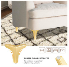 4 Inch Metal Furniture Legs, Gold/Chrome Set of 4 Modern Diamond Triangle