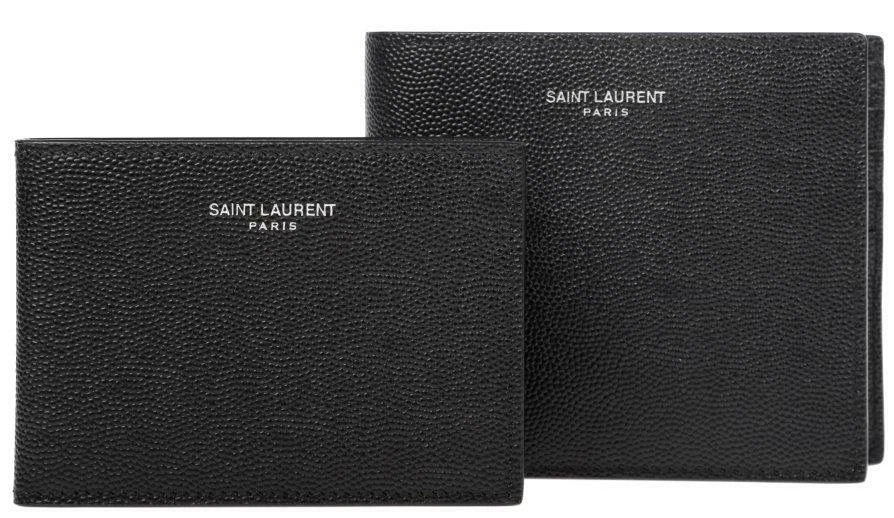 SAINT LAURENT, Logo-Print Pebble-Grain Leather Billfold Wallet, Men, Neutrals