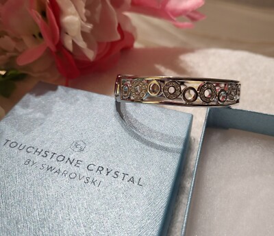  Touchstone Crystal By Swarovski Bracelet Clear Rhodium -New In Box - 2 1/2''