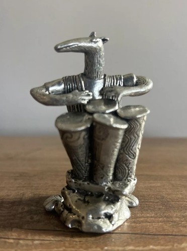 Robert Shields Coyote Trickster Playing Bongos Metal Pewter Figurine Art