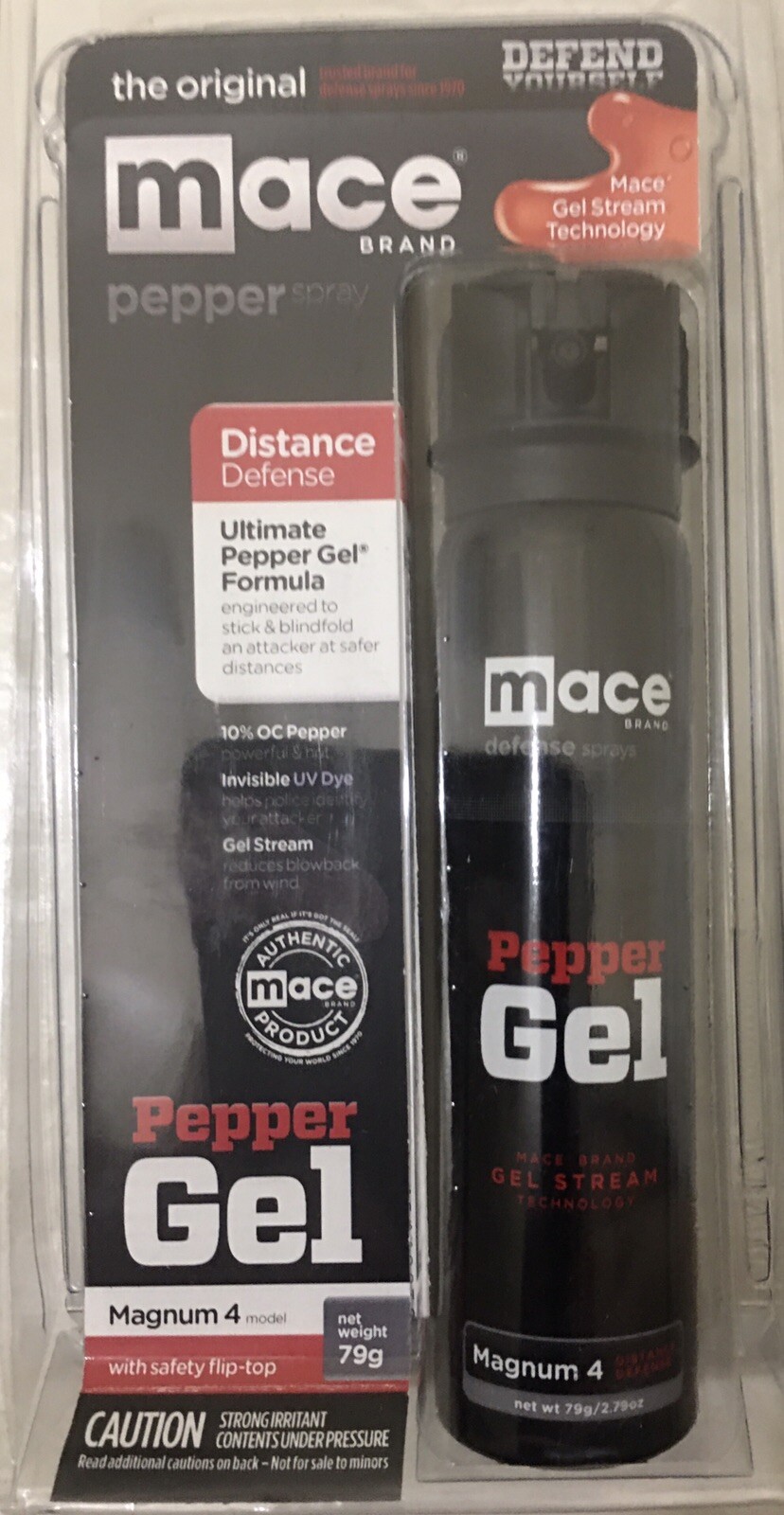MACE 18 FT MAGNUM 4 DEFENSE Pepper STICKY GEL Spray FLIPTOP Self POLICE