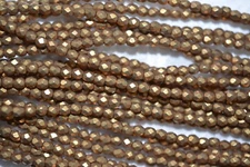 Czech Fire Polished 3mm round faceted glass beads - CT Metallic Flame