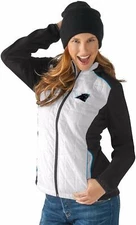 G-III 4her Carolina Panthers Women's First Down Packable Jacket - White/Black