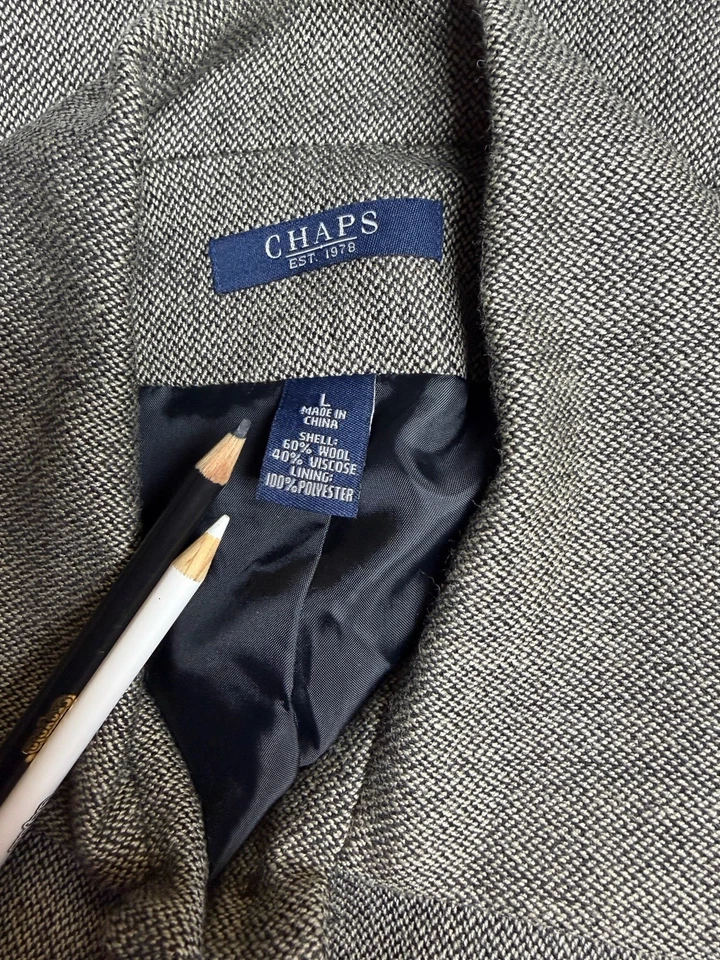 Blazer Chaps By Ralph Lauren Talla L Se Ajusta Como 10 Mezcla de Lana Traje Chaqueta Bolsillos Foto 2 de 4