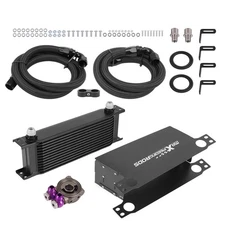 Aluminum 13 Row Universal Oil Cooler Kit 10AN Transmission w/Corner Brace Kit