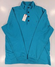 NEW Izod Sweater Mens Large Blue 1/4 Zip Nauset Light Fleece Pullover Sweatshirt