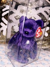 Ty Beanie Babies Princess Bear Purple with White Rose Retired 1997